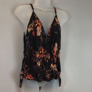 Pink Clover Women's Katara Surplice Floral Top Size L